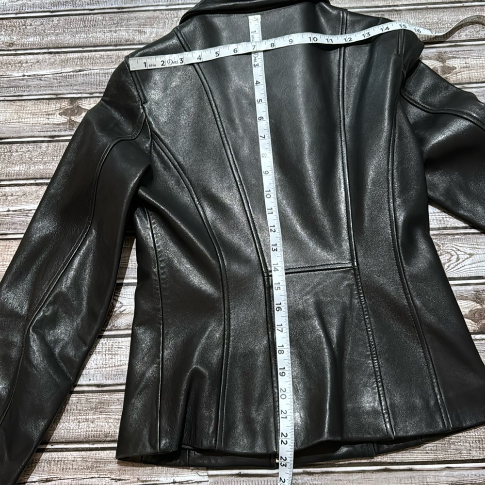LNR Vintage Black Soft Leather Lined Pockets Zip Up Jacket Small - Picture 13 of 16